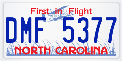 NC license plate DMF5377