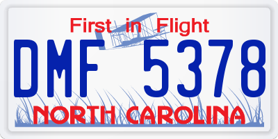 NC license plate DMF5378