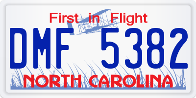 NC license plate DMF5382