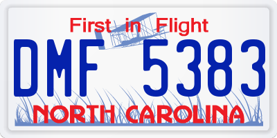 NC license plate DMF5383