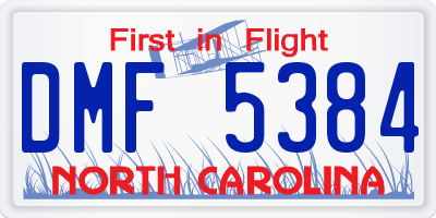 NC license plate DMF5384