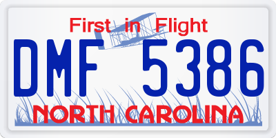 NC license plate DMF5386