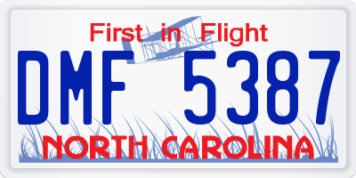 NC license plate DMF5387