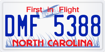 NC license plate DMF5388