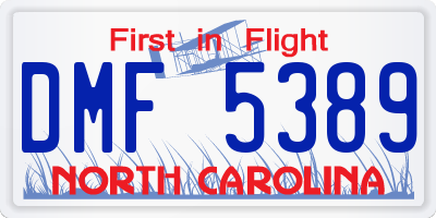 NC license plate DMF5389