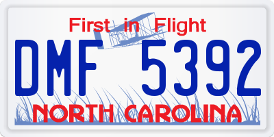 NC license plate DMF5392
