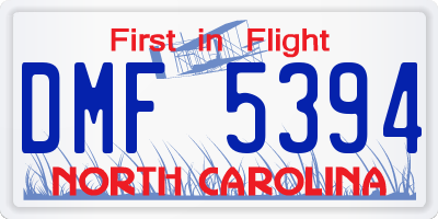 NC license plate DMF5394