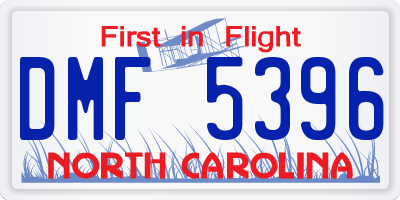 NC license plate DMF5396