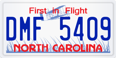 NC license plate DMF5409