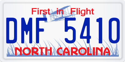 NC license plate DMF5410