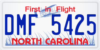 NC license plate DMF5425