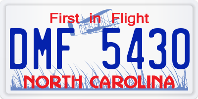 NC license plate DMF5430