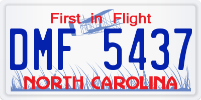NC license plate DMF5437