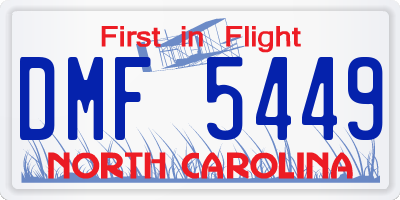 NC license plate DMF5449