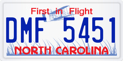 NC license plate DMF5451