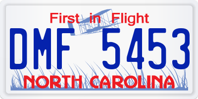 NC license plate DMF5453