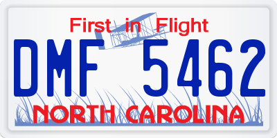 NC license plate DMF5462