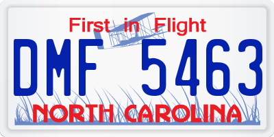 NC license plate DMF5463