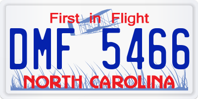 NC license plate DMF5466