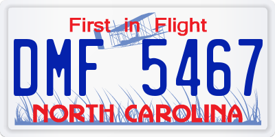 NC license plate DMF5467