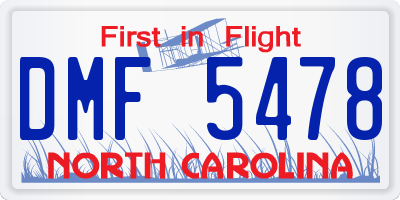 NC license plate DMF5478