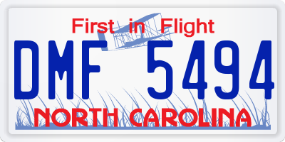 NC license plate DMF5494