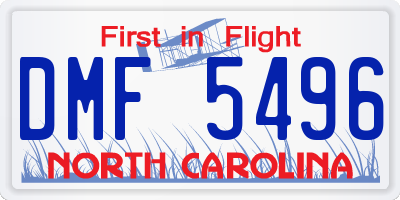 NC license plate DMF5496