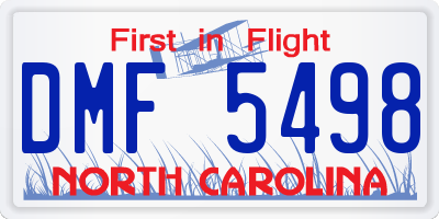 NC license plate DMF5498