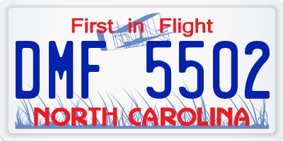 NC license plate DMF5502