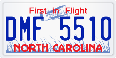 NC license plate DMF5510