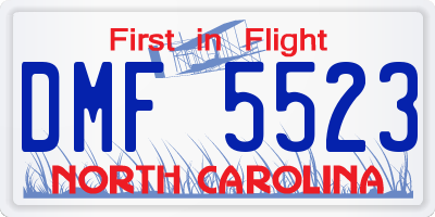 NC license plate DMF5523