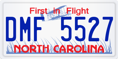 NC license plate DMF5527