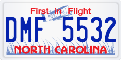 NC license plate DMF5532