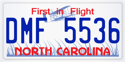 NC license plate DMF5536