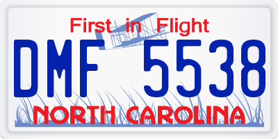 NC license plate DMF5538