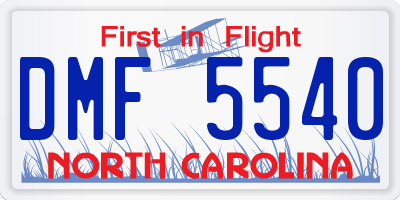 NC license plate DMF5540