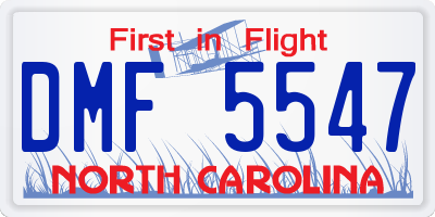NC license plate DMF5547