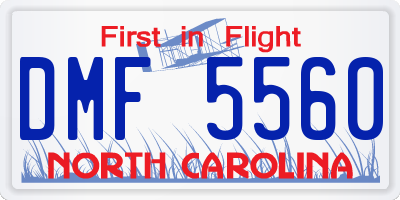 NC license plate DMF5560