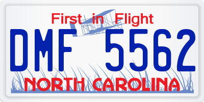 NC license plate DMF5562