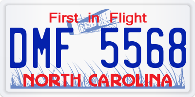NC license plate DMF5568