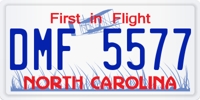 NC license plate DMF5577