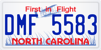 NC license plate DMF5583