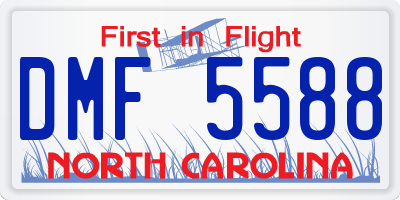 NC license plate DMF5588