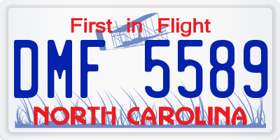 NC license plate DMF5589