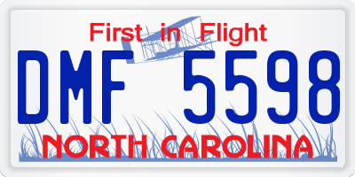 NC license plate DMF5598