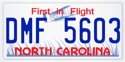 NC license plate DMF5603