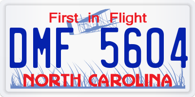 NC license plate DMF5604