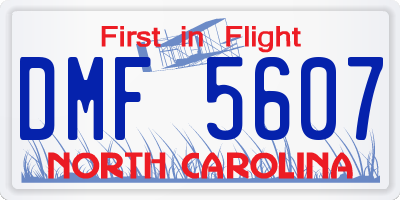NC license plate DMF5607