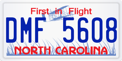 NC license plate DMF5608
