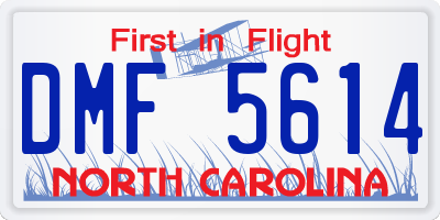 NC license plate DMF5614